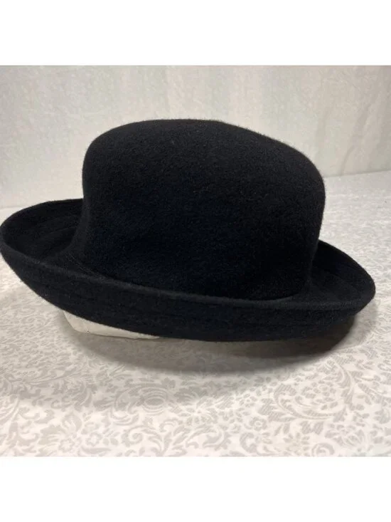 Vtg Kangol Bucket Hat UK Black Wool Angora 90s Hip Hop Streetwear Sz Regular - Picture 3 of 11